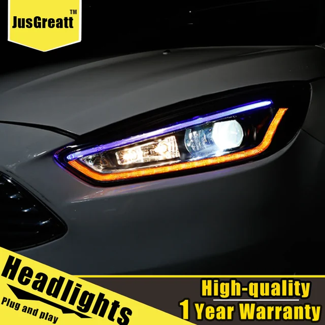 LED Headlights For Ford focus 2015 2018 LED Daytime Running lights Dynamic Signal Bi Xenon Low/High Beam 1 Pair
