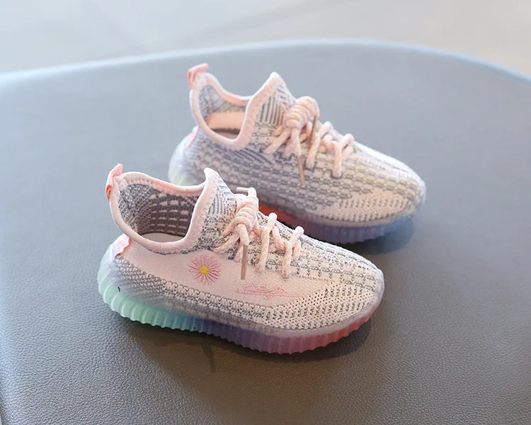 Zapatillas deportivas para niños y niñas, zapatos informales a la moda, transpirables, de punto, de coco