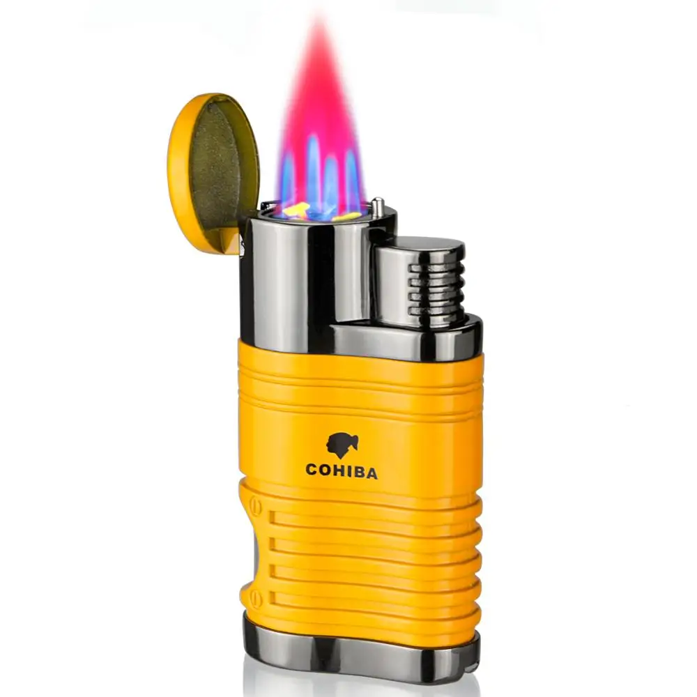 Зажигалка Cohiba для сигар сигарет табака 4 фонарь струйное пламя многоразовая с