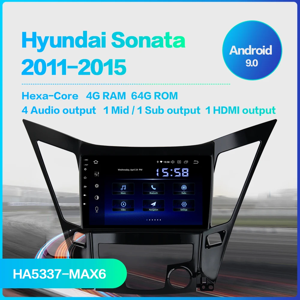 Excellent for Hyundai Sonata 2011 2012 2013 2014 2015 Car 9" Vehicle Stereo DSP Radio Android 9.0 USB Multimedia Navigation PX6 GPS RK3399 1