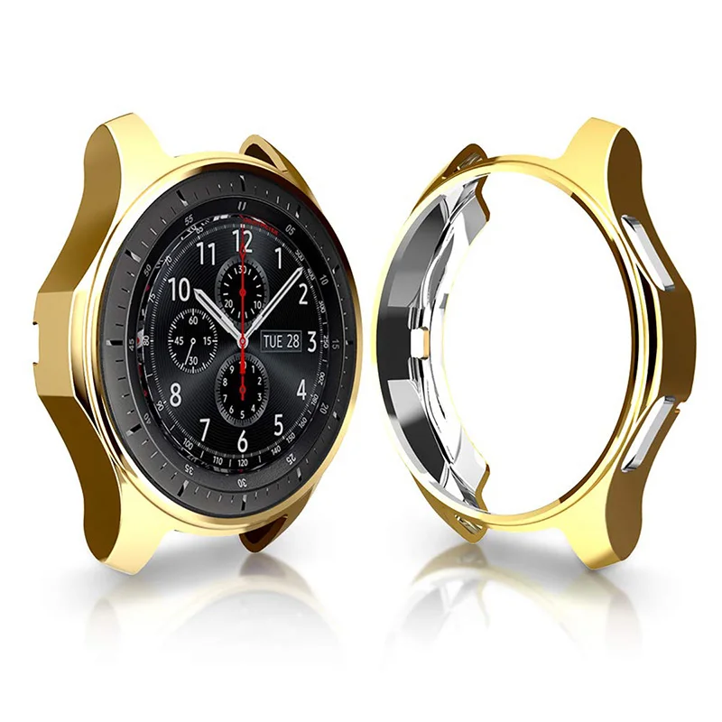 Gear S3 бампер чехол для samsung Galaxy Watch 46 мм 42 мм смарт часы ремешок чехол покрытие из ТПУ Protecive оболочка Рамка Замена S4 - Цвет: Золотой