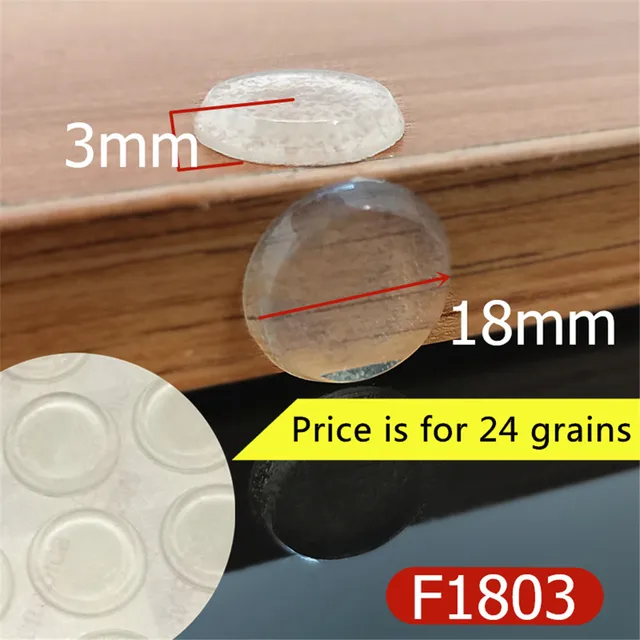 Cabinet Door Bumper Of Various Size Of Silicone Material For Kitchen Cabinet Self-adhesive Damper Pad For Door Stopper F1803 x 24 grains