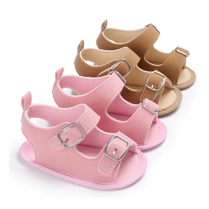 Летние сандалии для маленьких мальчиков и девочек; однотонные слипоны для малышей; Детские сандалии из искусственной кожи; 0-18 месяцев
