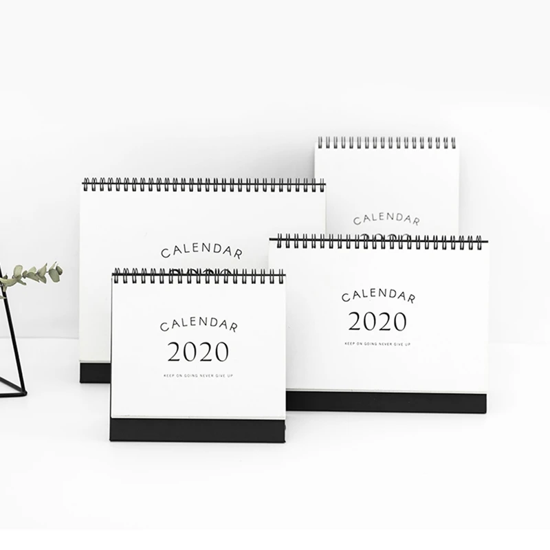 

2020 New Year Table Calendar Creative Simple Desk Coil Notepad Kraft Paper Calendar Daily Schedule Yearly Agenda Organizer 4Size