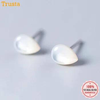 

Trusta 100% 925 Sterling Silver Jewelry Fashion Natural Shell WaterDrop Small Stud Earrings Gift For Girls Kids Lady DS1320
