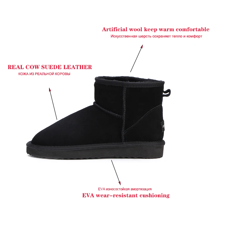 US $20.49 Mbr Force Australia Women Snow Boots 100 Genuine Cowhide Leather Ankle Boots Warm Winter Boots Woman Shoes Large Size 3444