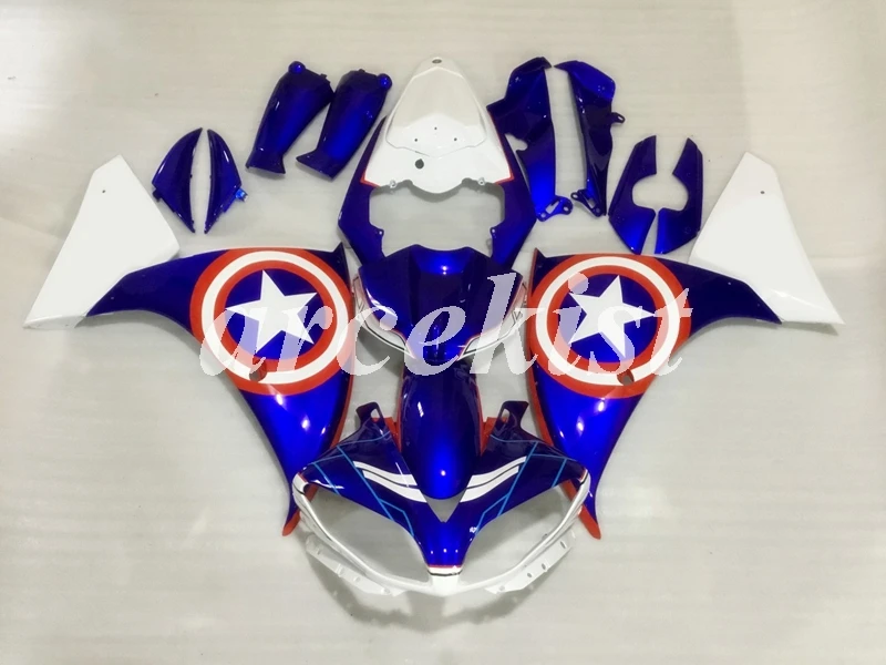 Литья под давлением ABS Обтекатели комплект подходит для YAMAHA YZF-R1 2009 2010 2011 2012 2013 09, 10, 11, 12, 13, 14, тело в комплекте ярко-синего цвета