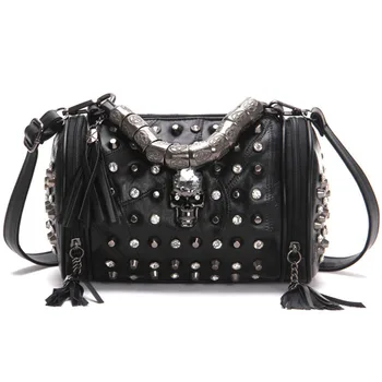 

FGGS-New Sheepskin Urban Trend Small Square Bag Fashion Simple Rivet Women'S Shoulder Bag