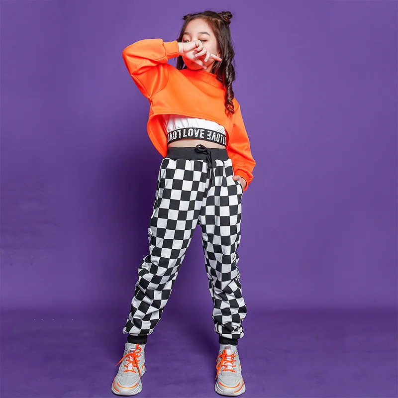 Kids Hip Hop Clothing Sweatshirt Crop Tops Loose Jogger Pants For Girls Boys Children Ballroom Jazz Dance Performance Clothes