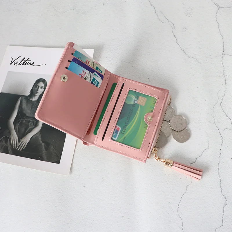 Flower Small Tassel Wallet Women Short Cute Zipper Wallet for Girl Female Coin Purse Ladies Wallets Monederos Para Monedas