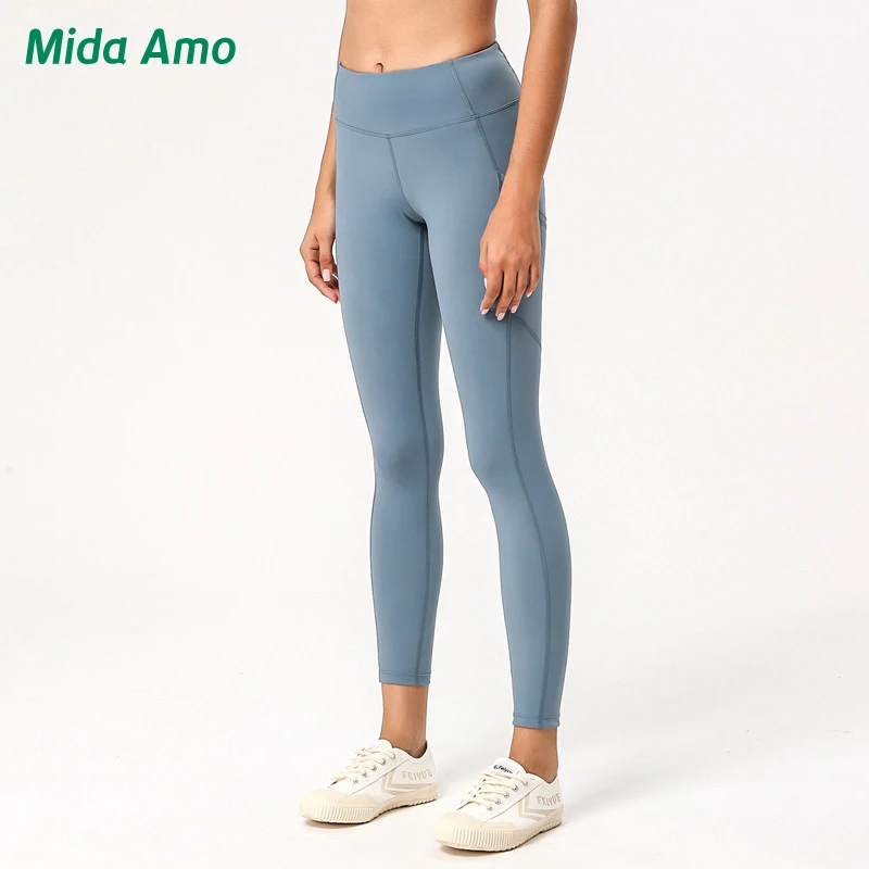 

Women Pocketed High Quality Yoga Leggings Soft Naked-Feel Athletic Ankle-length Pants Workout Fitness Running Yoga Leggings