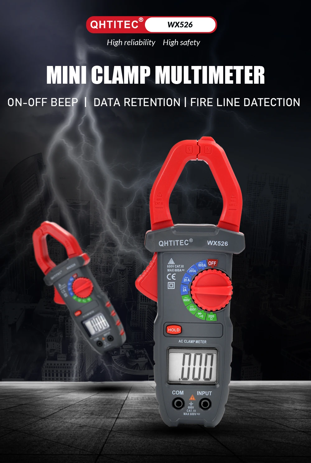 Digital Amperímetro Clamp Meter, Tester atual, Multímetro,