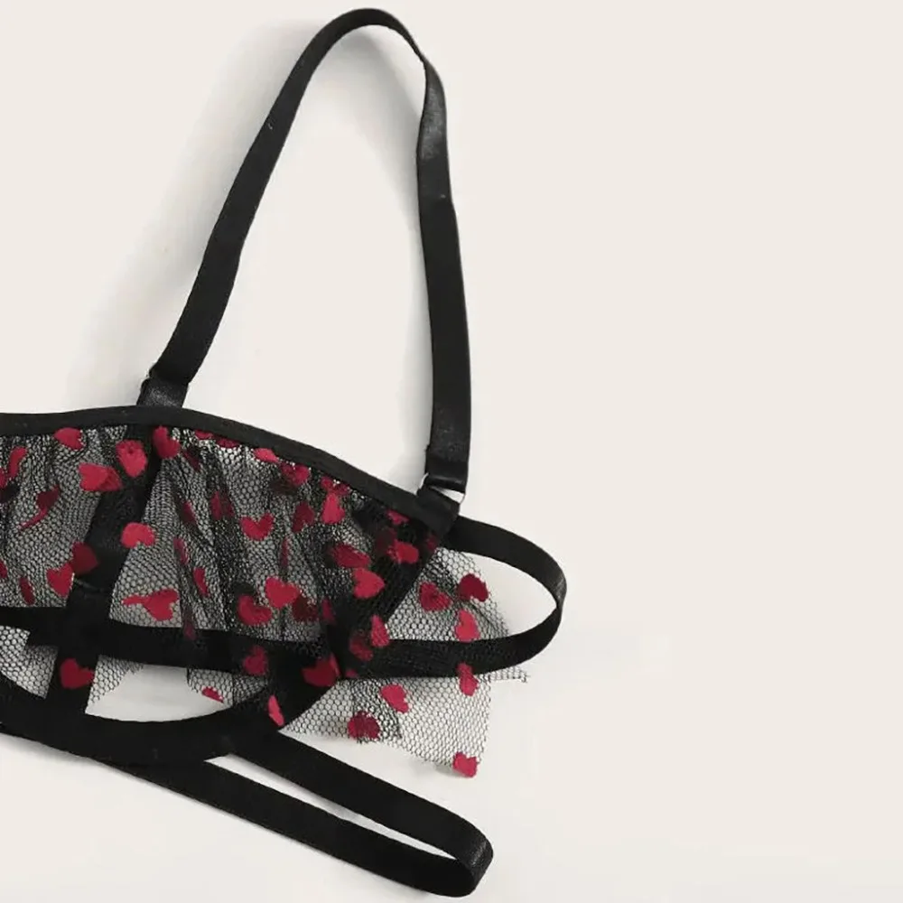 Sexy bikini three-piece lace sexy lingerie set of three bras + panties + garter wine red sexy bikini free shipping 40A1 (11)