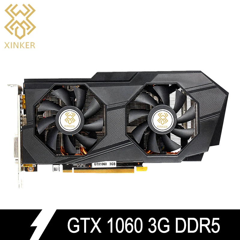 Видеокарта 8008 МГц GTX1060 3g 192Bit GDDR5 PCI-E 3,0 для NVIDIA GPU DVI-DP-HDMI с двумя вентиляторами GTX 1060