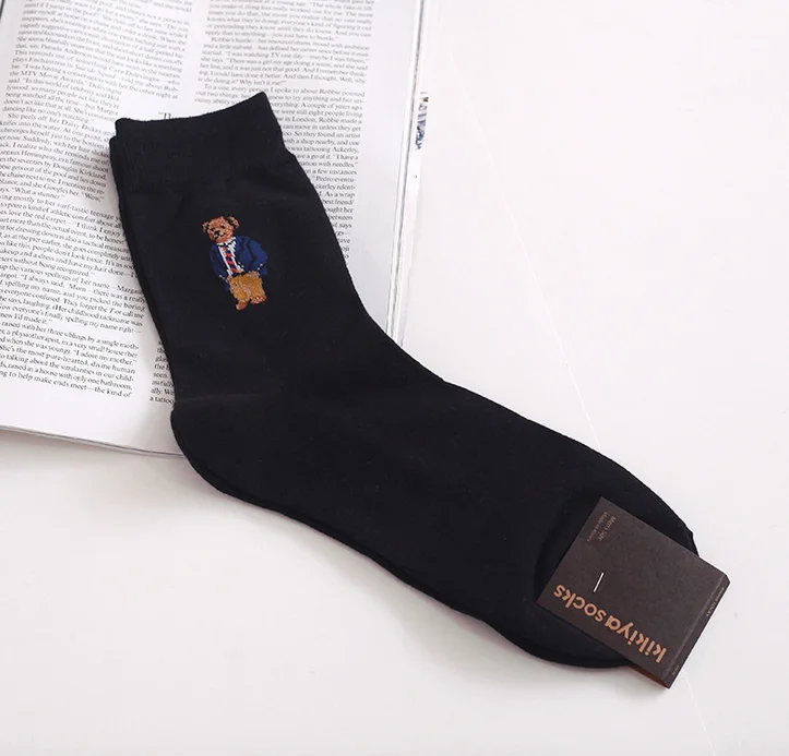 Стиль мужские хлопковые носки джентльмен медведь Harajuku Скейтборд носки 5 пар/лот носки для мужчин
