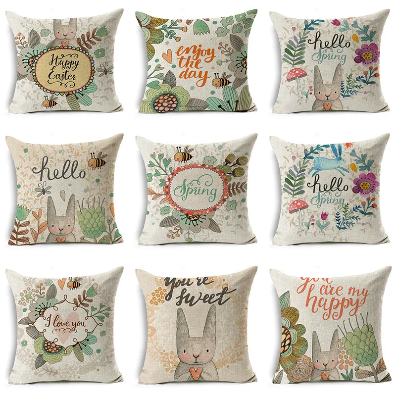 

Cute Cartoon Peter Rabbit Cushion Cover Pillow Case 45*45 Thick Pillow Covers Print Decor Animal Pillows Cotton Linen Pillowcase