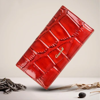 

Genuine Leather Women's Long Wallets Fashion Simple Solid Color Stone Pattern Card Holder Popular Ladies Clutch Bag