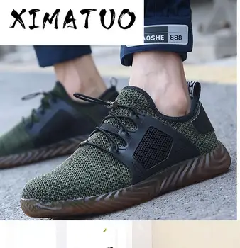 

2020 Brand Steel Toe Women Men Work & Safety Boots Steel Mid Sole Impact Resistant Soft Male Shoes Plus Size 35-48