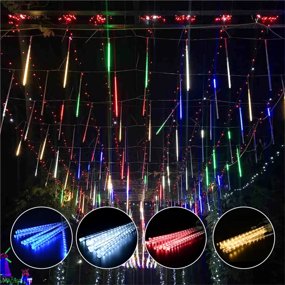 Multi-color Strip Lights Meteor Shower Rain Tubes LED String Christmas Lights Wedding Garden Holiday Decorate Waterproof Light