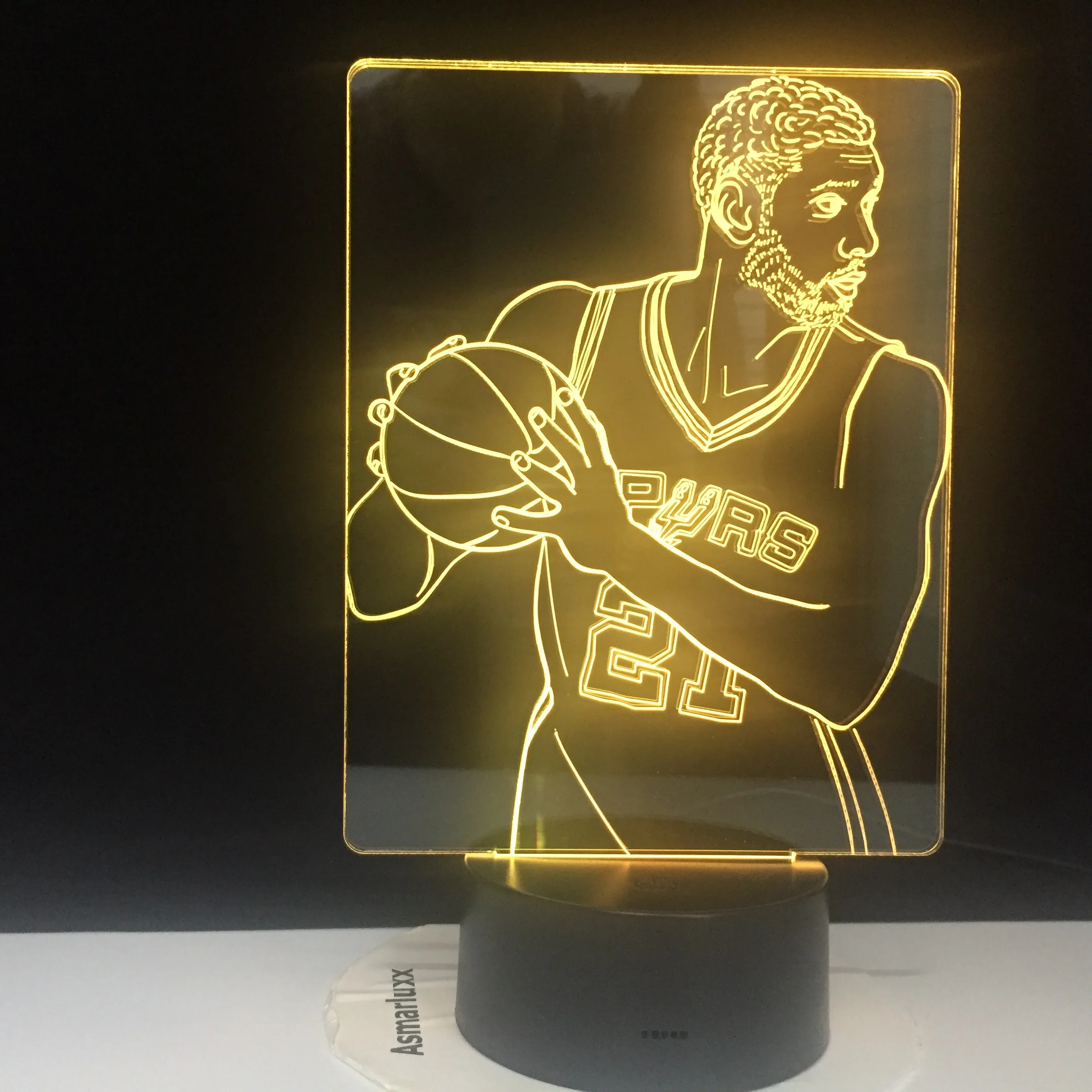 Звезд баскетбола TIM Duncan 3D светодиодный светильник классный подарок для малышей яркие базовые Быстрая светодиодный ночник лампа Батарея работает