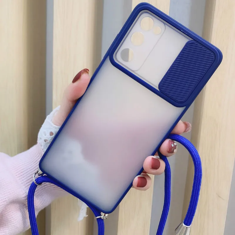 Slide Camera Protector Crossbody Lanyard Strap Case For huawei P Smart 2021 Y7A Translucent Back Cover for huawei p smart 2021 