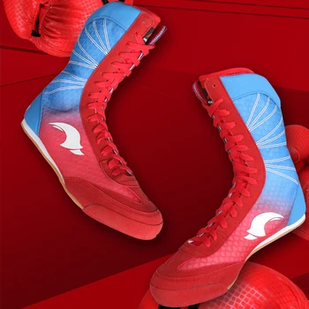 

Professional Boxing Wrestling Shoes Rubber Outsole Breathable Combat Sport Sneakers Lace-up Professional training fighting boots