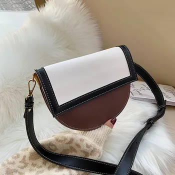 

2020 new simple and wild hit color female small round bag first layer cowhide ladies shoulder bag female crossbody bag