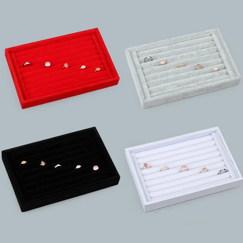 Wholesale Flat and Rings Holder Tray Jewelry Display Jewellery Organizer Women Earrings Gift Box Various Material Color Options wholesale flat and rings holder tray jewelry display jewellery organizer women earrings gift box various material color options