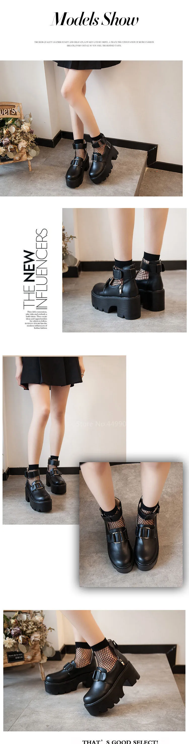 Готическая обувь Mary Jane с круглым носком в стиле Лолиты; обувь в японском стиле для девушек-студенток; мягкая обувь для сестер JK в стиле Харадзюку из искусственной кожи на платформе; Цвет Черный