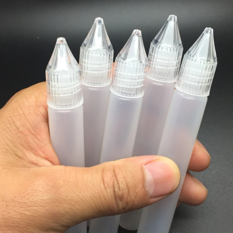 5Pcs/Lot Empty E Juice Needle Bottle Vape Drip Tip 15ml 30ml Plastic Liquid Storage Squeezable Dropper