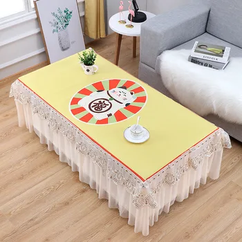 

cartoon linen waterproof table cloths cat bear rabbit flamingo pattern lace tablecloth for side table decor living room DW327