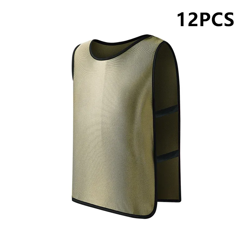 12 PCS Children Man Quick Drying Basketball Jersey Team Sports Football Vest Soccer Pinnies Jerseys Youth Practice Training Bibs - Color: Gray
