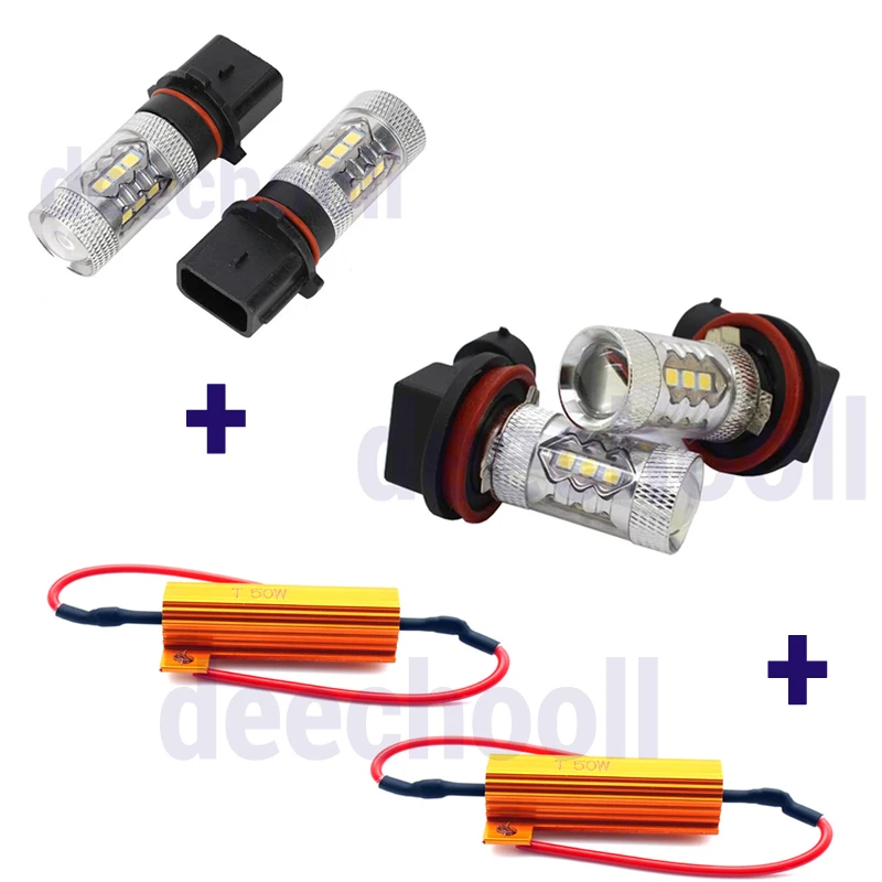 Светодиодные дневные ходовые огни 16SMD 3030 P13W противотумансветильник фары s + H8