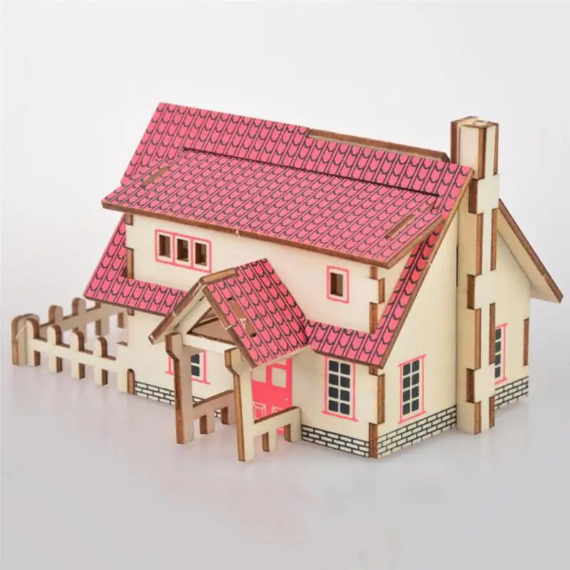 1 шт. 3D Деревянный Дом головоломка обучающая доска игрушка DIY Забавный пазл для детей Детская деревянная DIY ремесло Западный домик A35