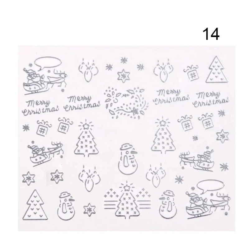 Pattern 30 3D-Наклейки для ногтей на Рождество или Хэллоуин с рисунком рождественской елки снег ногтей водяные наклейки для ногтей искусство переводные наклейки для ногтей украшения «сделай сам» - Цвет: Pattern 30