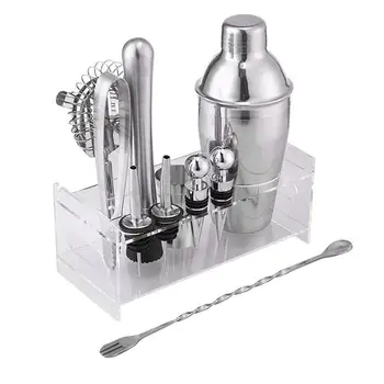 

12pcs Stainless Steel Cocktail Shaker Drink Shaker Mixer Drink Bartender Martini Tools Bar Mixing Spoon Ice Tongs Set Kit