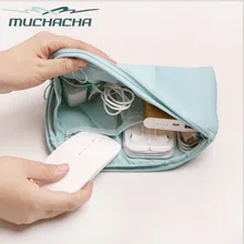 Muchacha Trendy Twill Nylon Travel Mobile Gadget USA Cable Devices Insertion Organizer Flight Pilot Digital Storage Pouch Bag