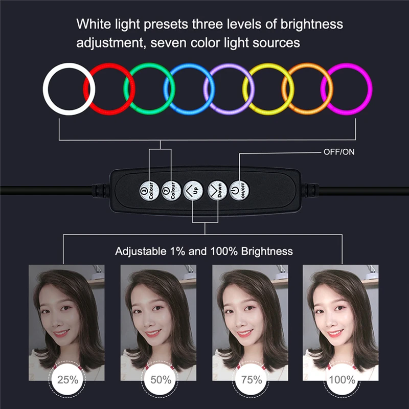 75 Energy-Saving LED Ring Light 4.7 inch Dimmable RGB Ring Light for Makeup Video Desktop Led Ring Light Lamparas 40NOV2705