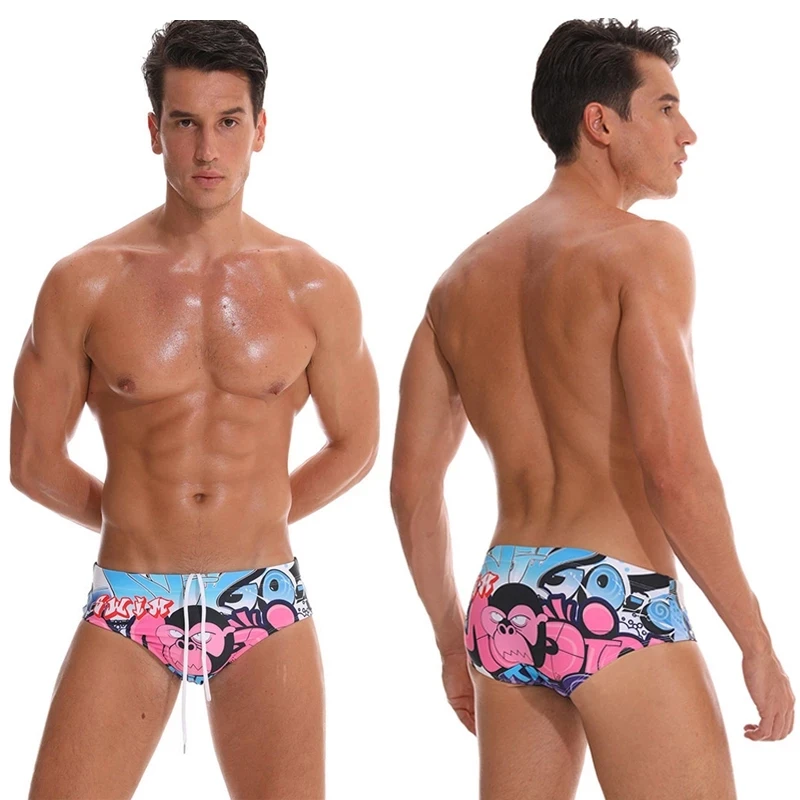 Мужские плавки с низкой талией пикантный купальный костюм водонепроницаемая