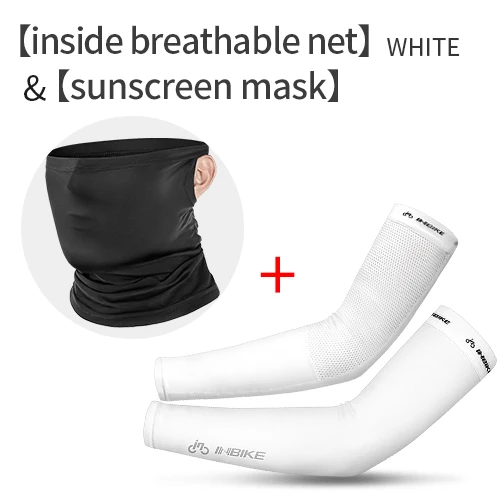 INBIKE, лето, ледяная ткань, рукава для рук, УФ-защита, для бега, кемпинга, баскетбола, налокотник, для спорта, велоспорта, рукава, Спортивная безопасность, снаряжение - Цвет: C312 White-7170 mask