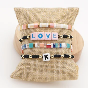 

Shinus Colorful Miyuki Tila Bead Colorfast Letter Rope Beads Bracelets 2020 Beaded Chain Femme Bracelet Jewelry Wholesale