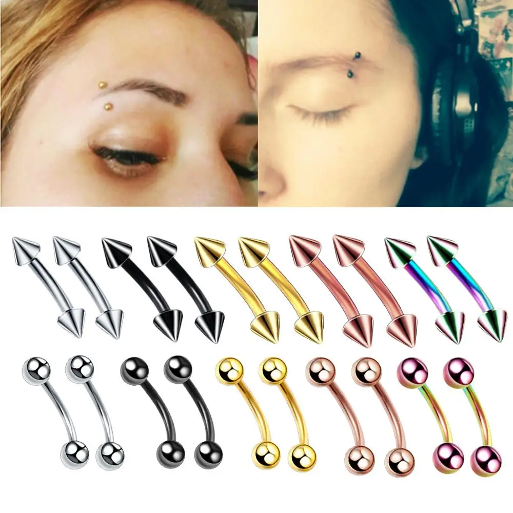 2PCS Stainless Steel 16G Eyebrow Banana Piercing Ring Labret Lip Tongue Piercing Snake Eyes Banana Lengua Rook Tragus Earring Piercing Jewelry Body Piercing Earrings Ear Piercing Jewelry Metal Jewelry Body Piercing Jewelry Body Jewelry