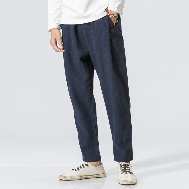 

2019 Japanese-style Loose Casual Sports Pants Autumn Flax Harem Skinny Pants Loose And Plus-sized Chinese-style Cotton Pants