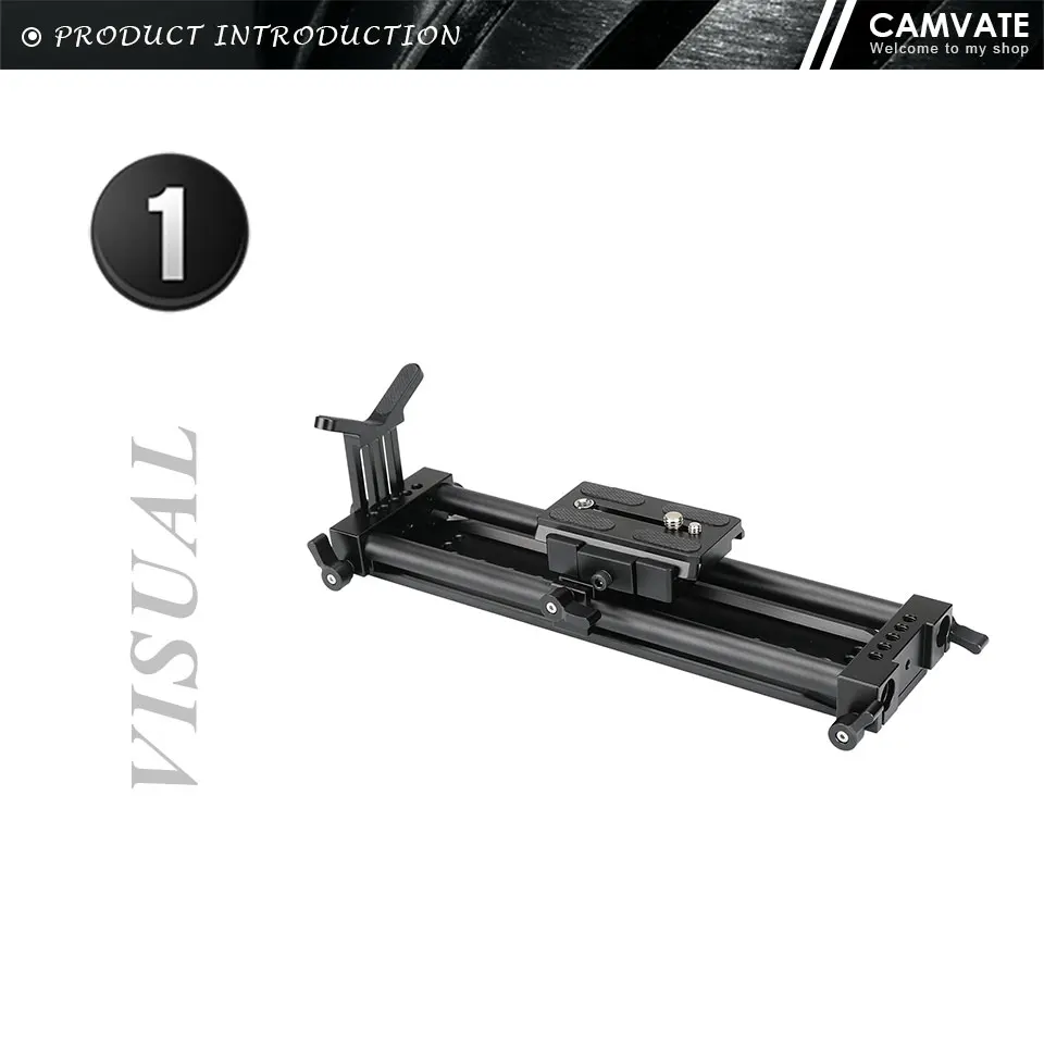 Manfrotto QR Plate With Bottom Bridge Plate & 15mm Dual Rod Sliding Rail & Lens