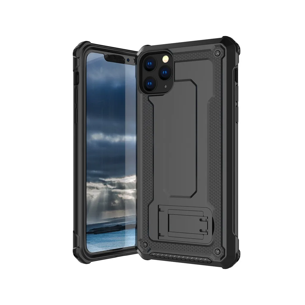 Mosunx для iPhone 11Pro Max, 6,5 дюймов, чехол, полный корпус, прочный чехол s, ударопрочный, прямая подставка для iPhone 11, 6,1 дюймов, iPhone 11Pro 5,8 - Цвет: Черный