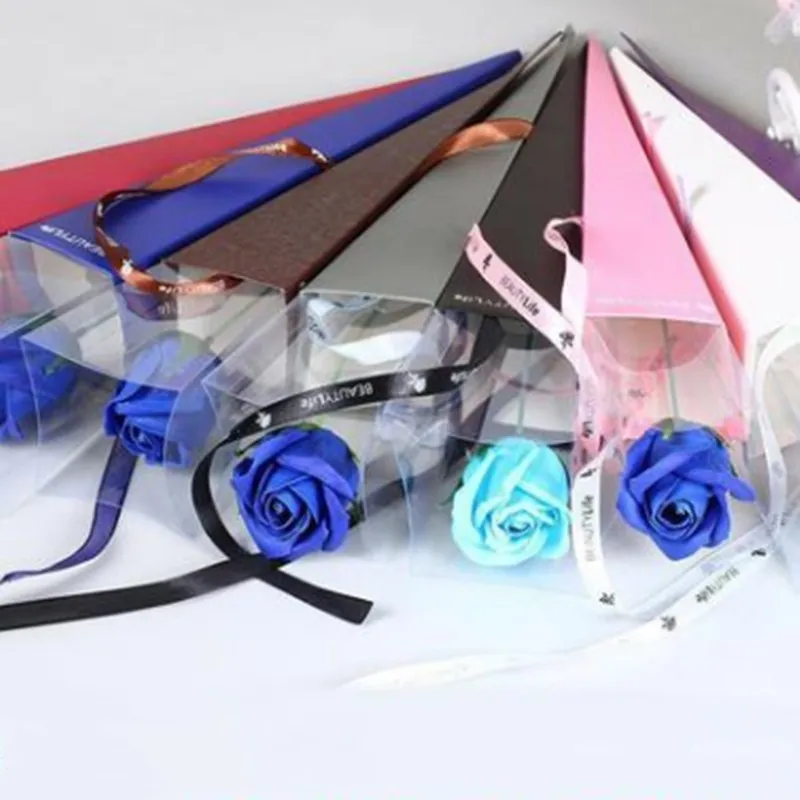 

Hot sale 20pcs Spot supply of high-grade single rose box PVC folding flower box single carnation flower packaging gift box