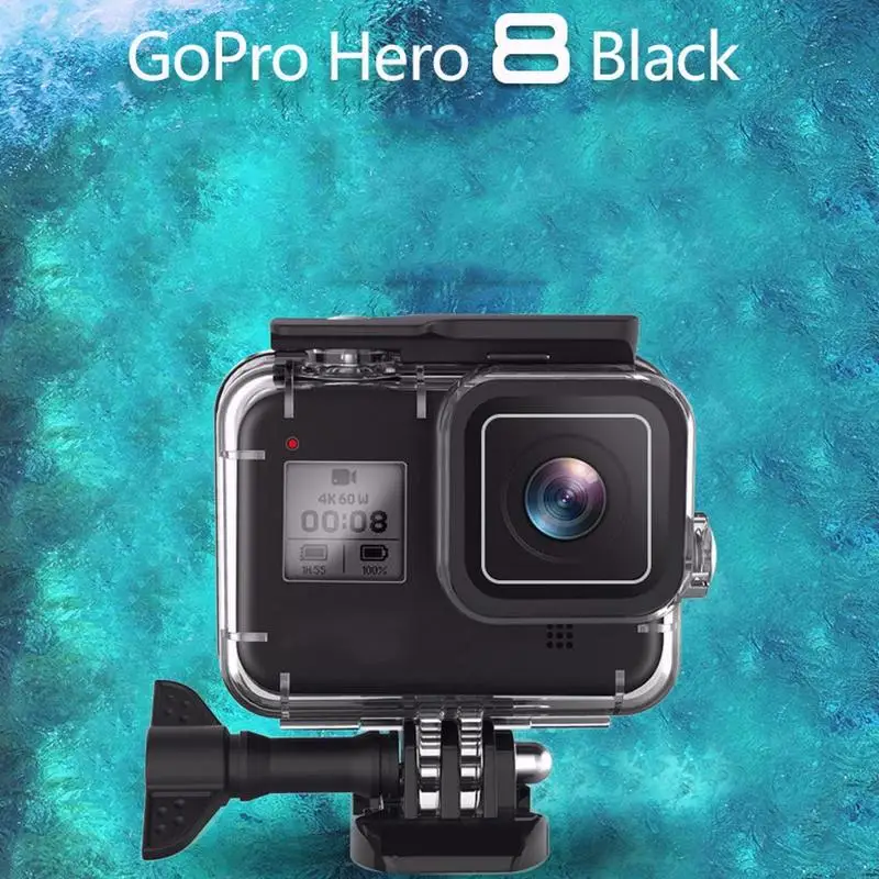 60 м подводный чехол для GoPro Hero 8, черный чехол для объектива камеры, защитный чехол для плавания, аксессуар, корпус для дайвинга, водонепроницаемый B7B9