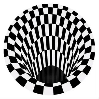 

3D Vortex Round Illusion Rugs Premium Black White Plaid Rugs Anti-Skid Doormat Living Room Coffee Table Sofa Blanket