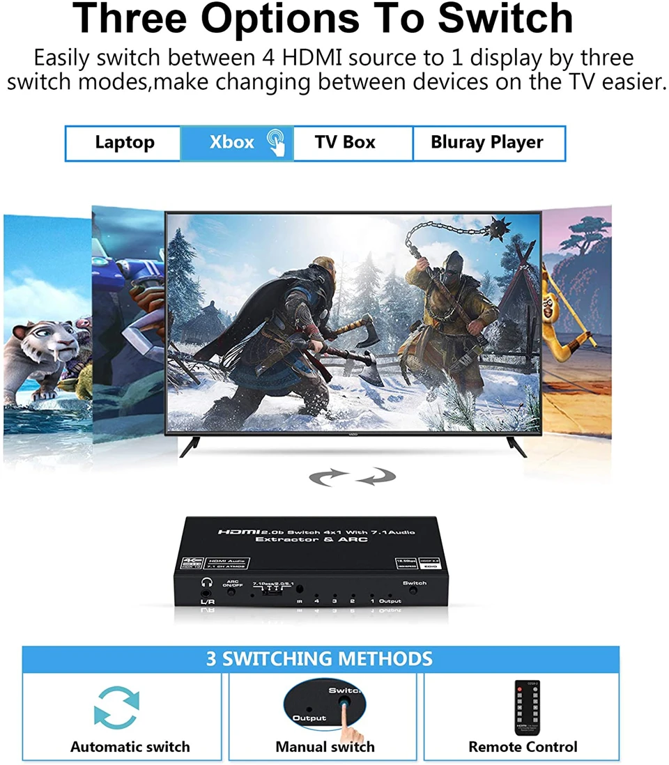 Hdmi para Rca Audio Extractor 4k Extractor Spdif Conversor de Áudio Hdmi Suporte Adaptador av 4k @ 60hz Rgb 8:8 Hdcp 2.2 3.5 mm Jack Toslink 2024 - Image 3