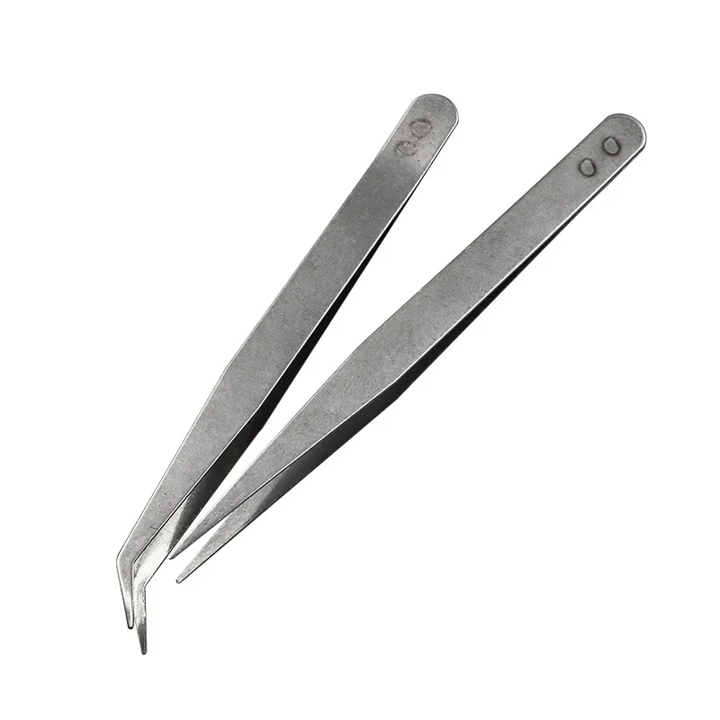 1PCS Stainless Steel Sharp Tweezers Maintenance Tools Industrial Precision Curved Straight Tweezers Phone Computer Repair Tools